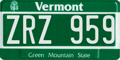 VT license plate ZRZ959