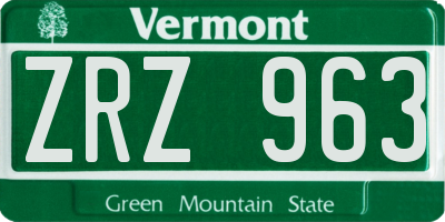 VT license plate ZRZ963
