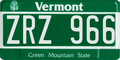 VT license plate ZRZ966