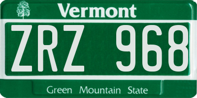 VT license plate ZRZ968