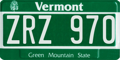 VT license plate ZRZ970
