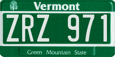 VT license plate ZRZ971