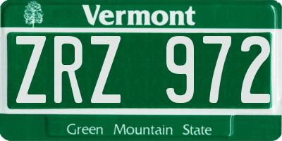 VT license plate ZRZ972
