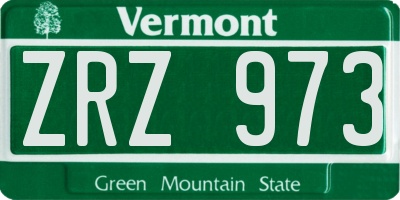 VT license plate ZRZ973