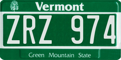 VT license plate ZRZ974