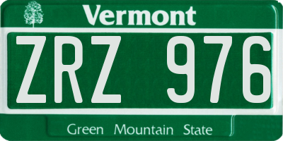 VT license plate ZRZ976
