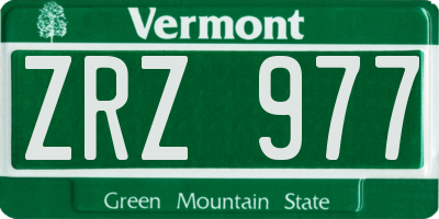 VT license plate ZRZ977
