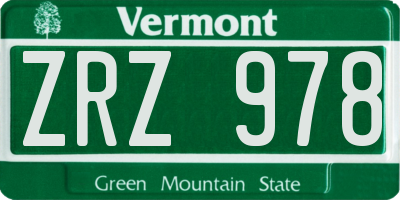 VT license plate ZRZ978