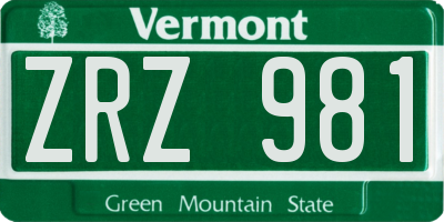 VT license plate ZRZ981