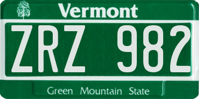 VT license plate ZRZ982