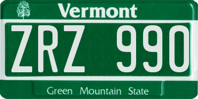 VT license plate ZRZ990