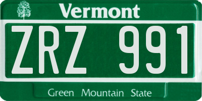 VT license plate ZRZ991