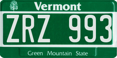 VT license plate ZRZ993