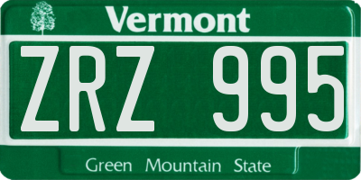 VT license plate ZRZ995