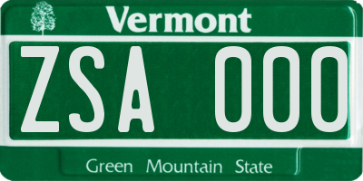 VT license plate ZSA000