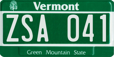 VT license plate ZSA041