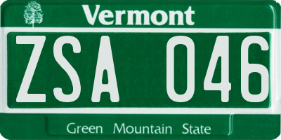 VT license plate ZSA046