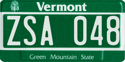 VT license plate ZSA048