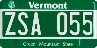 VT license plate ZSA055