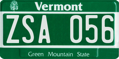 VT license plate ZSA056