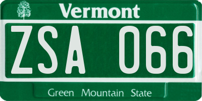 VT license plate ZSA066