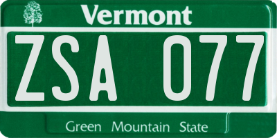 VT license plate ZSA077