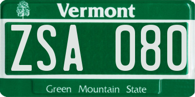 VT license plate ZSA080
