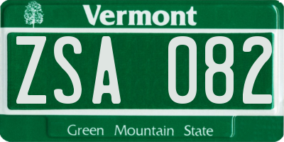VT license plate ZSA082