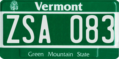 VT license plate ZSA083
