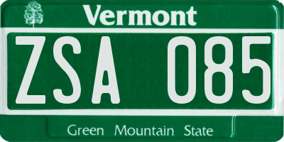 VT license plate ZSA085