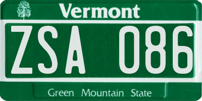 VT license plate ZSA086