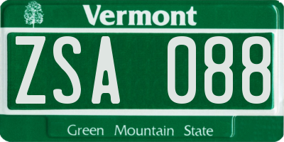 VT license plate ZSA088