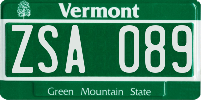 VT license plate ZSA089
