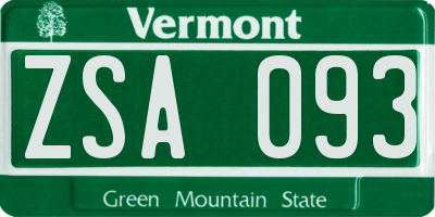 VT license plate ZSA093