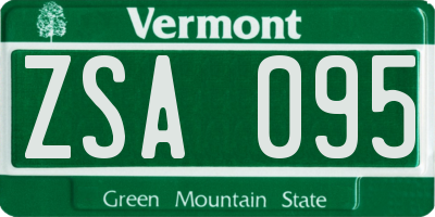 VT license plate ZSA095