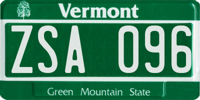 VT license plate ZSA096