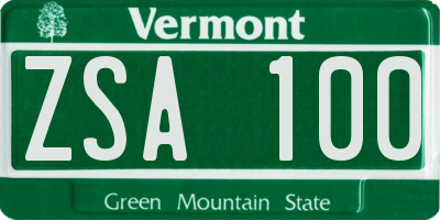 VT license plate ZSA100
