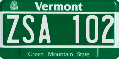 VT license plate ZSA102