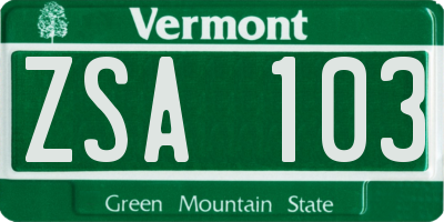 VT license plate ZSA103