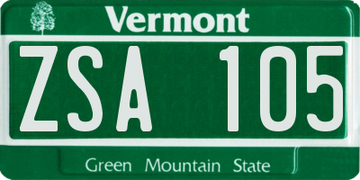 VT license plate ZSA105