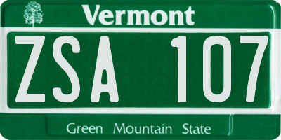 VT license plate ZSA107