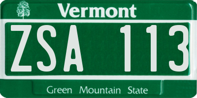 VT license plate ZSA113