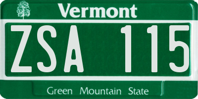 VT license plate ZSA115