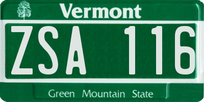 VT license plate ZSA116