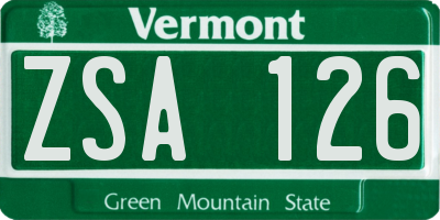 VT license plate ZSA126