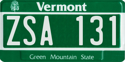 VT license plate ZSA131