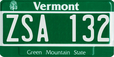 VT license plate ZSA132