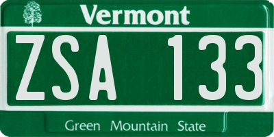 VT license plate ZSA133