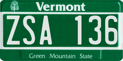 VT license plate ZSA136