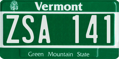 VT license plate ZSA141